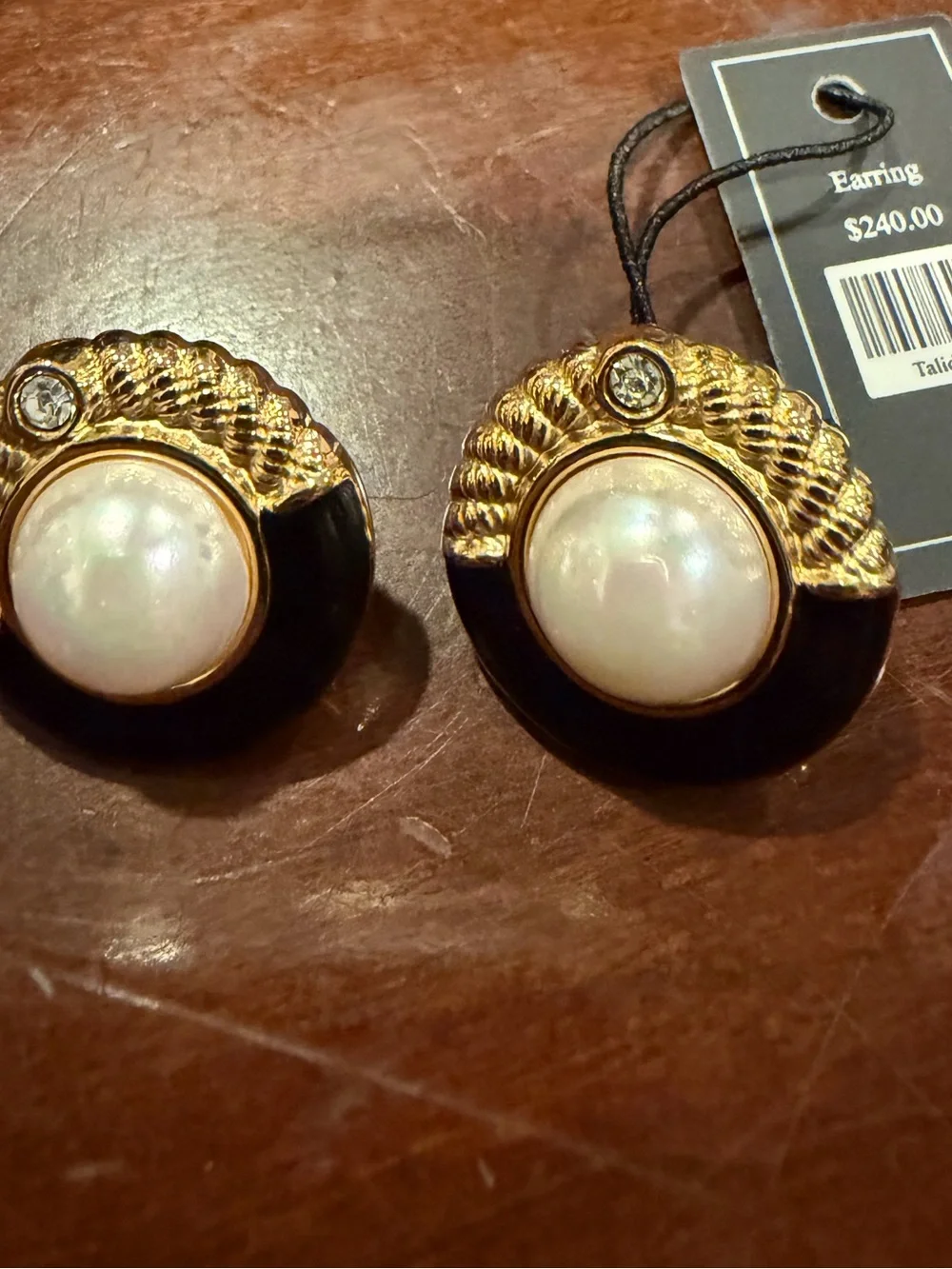 Designer Talidara Gold & Black Pearl-Accent Earrings